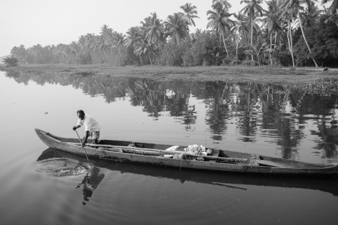 Man on boat in kerala