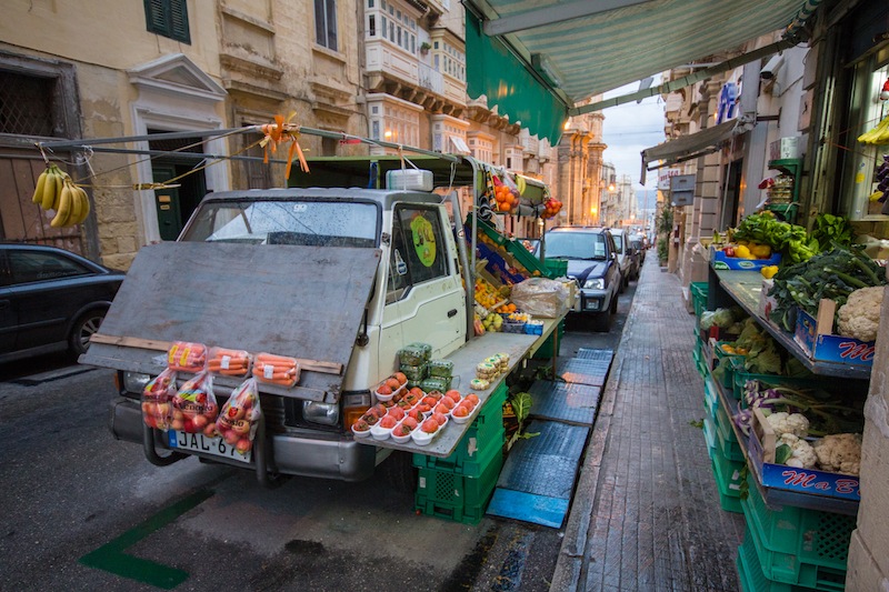 Veggie market in Valletta, Malta.