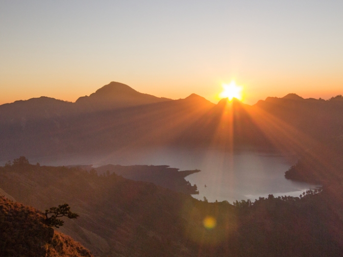 Sunset from camp on Mount Rinjani